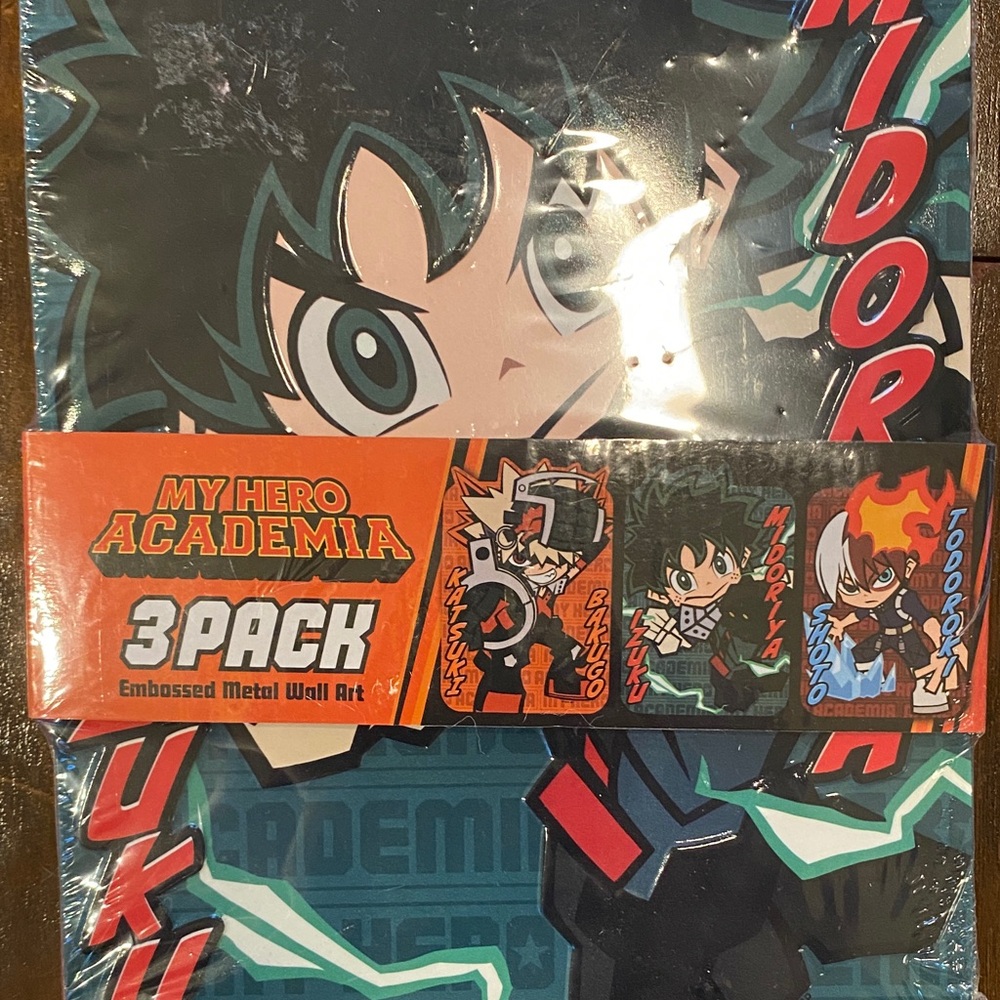 NWT My Hero Academia 3-Pack Embossed Metal Wall Art - Picture 2 of 6
